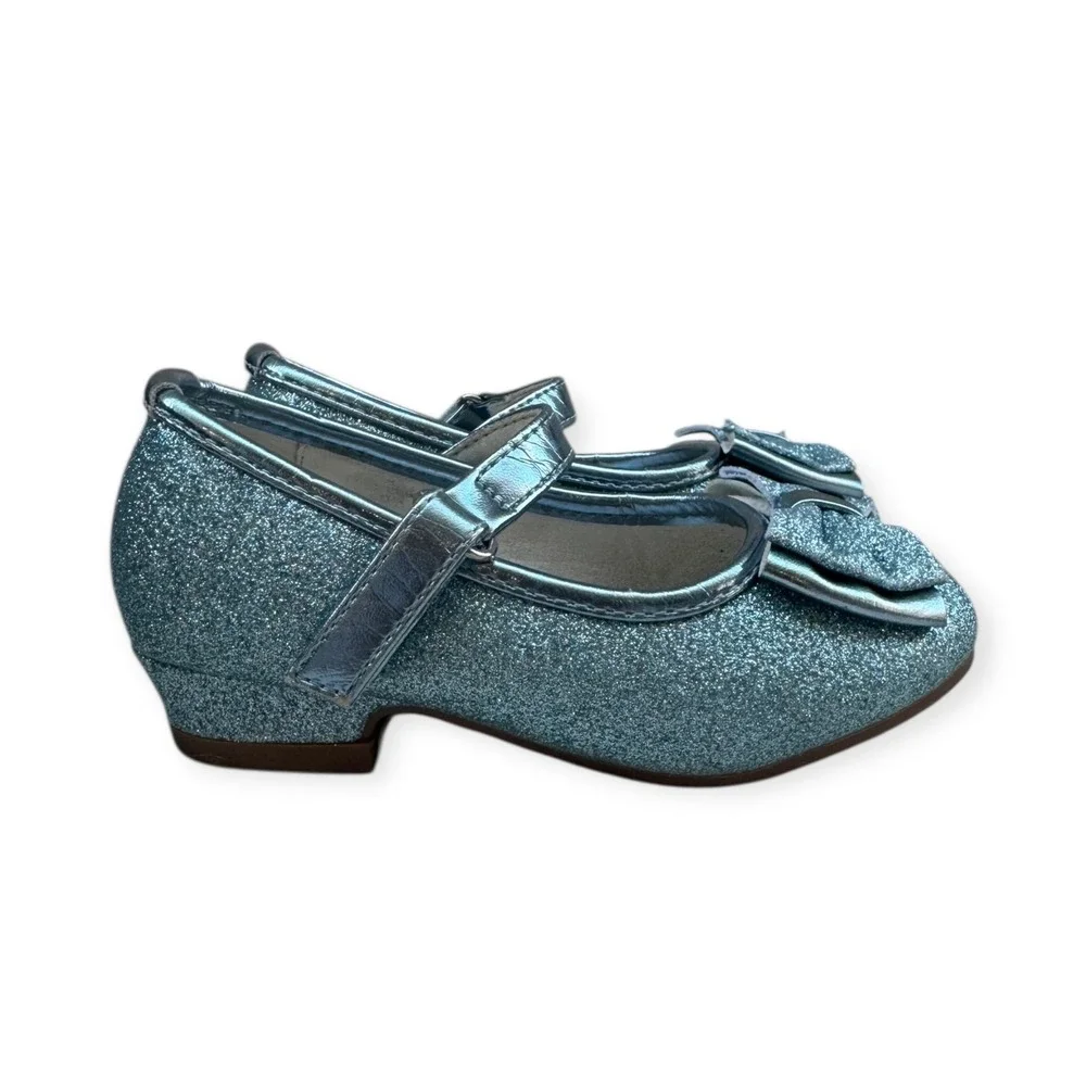 Stelle Girls Heels Blue Glitter Bow Dress Up Shoes Size 7